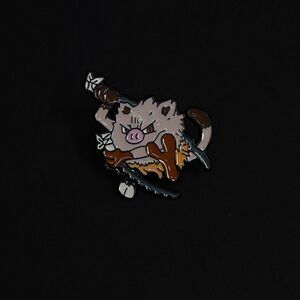 Pokemon Fan Art Style Enamel Lapel Pin Japanese Samurai Mankey
